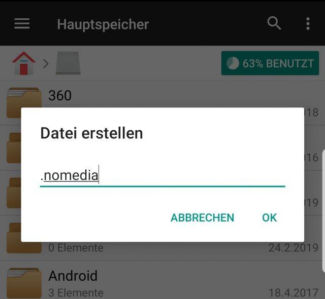 android create nomedia file