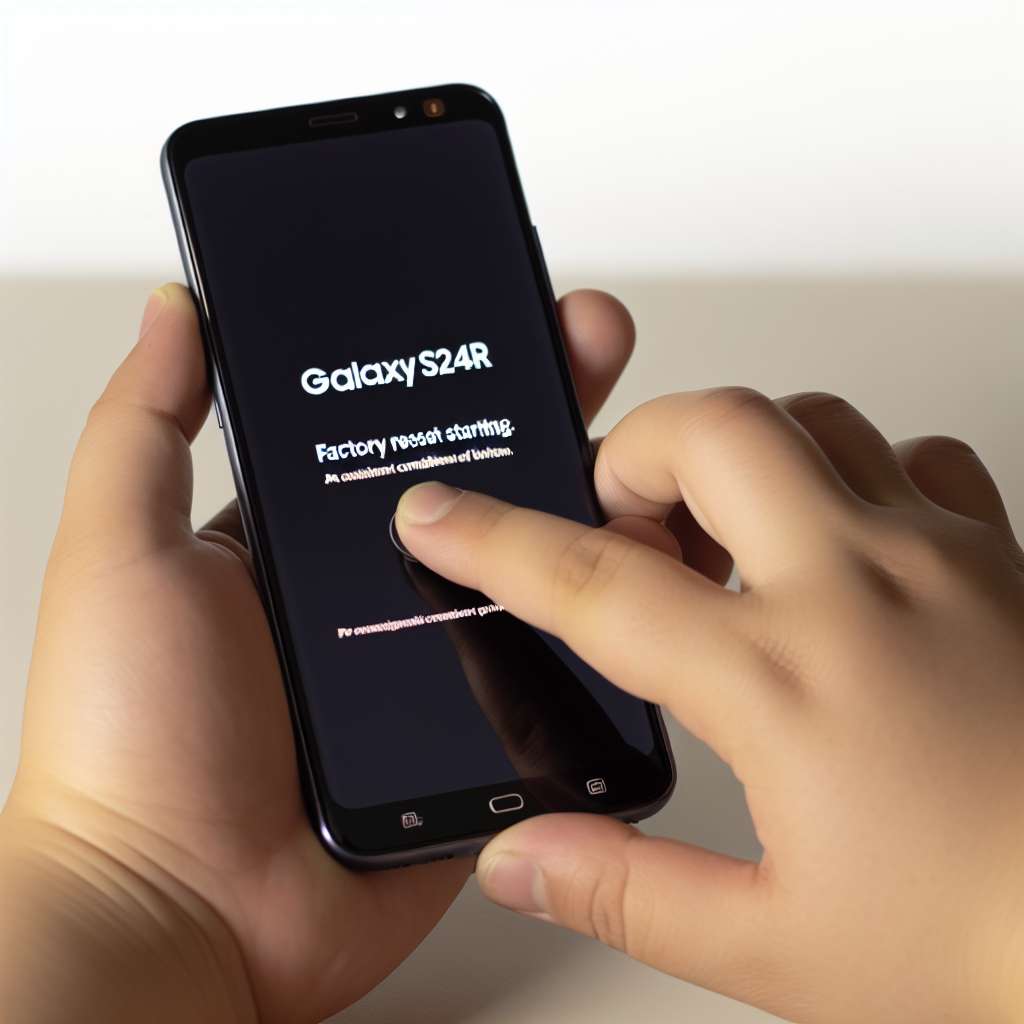 Samsung Galaxy S24r wird in Hand gehalten und eine Tastenkombination gedrückt um Werksreset durchzuführen